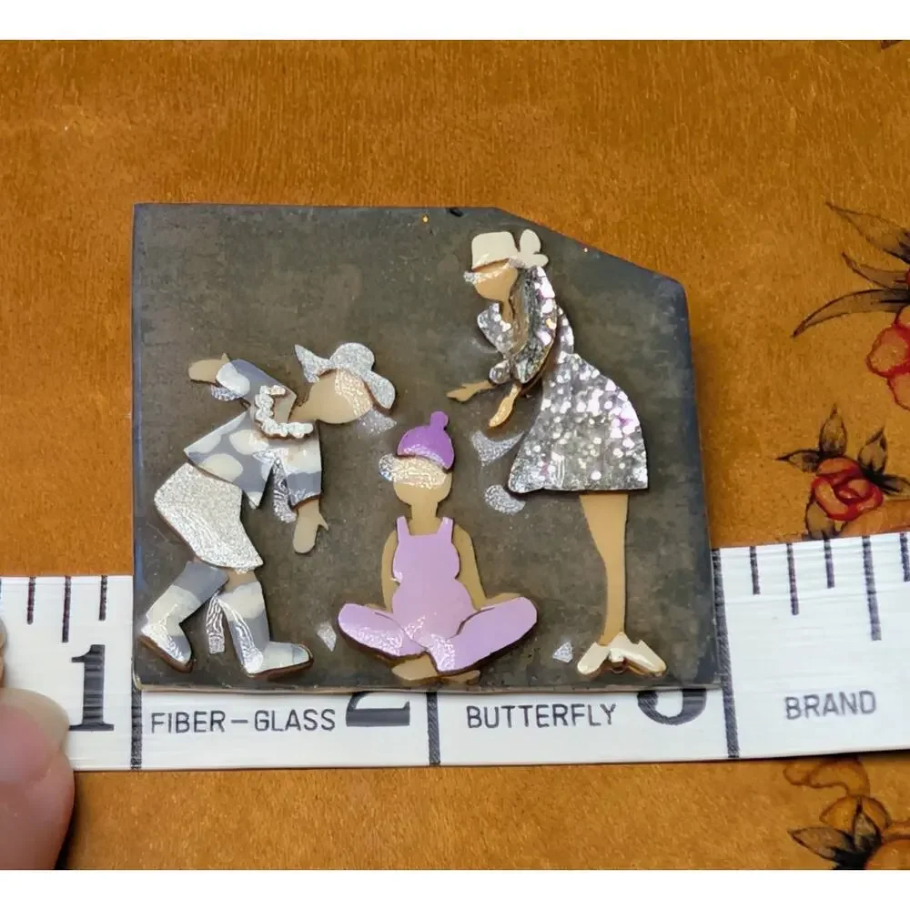 Vtg Woman Pins By Lucinda Brooch Friends Lending A Helping Hand 2x2